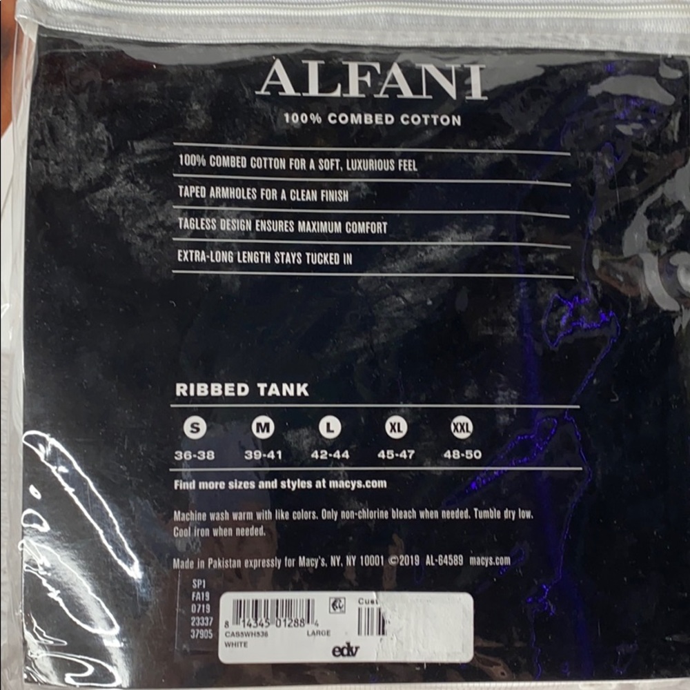 Alfani Men’s 100% Combed Cotton Ribbed Tank Size L - Picture 3 of 4